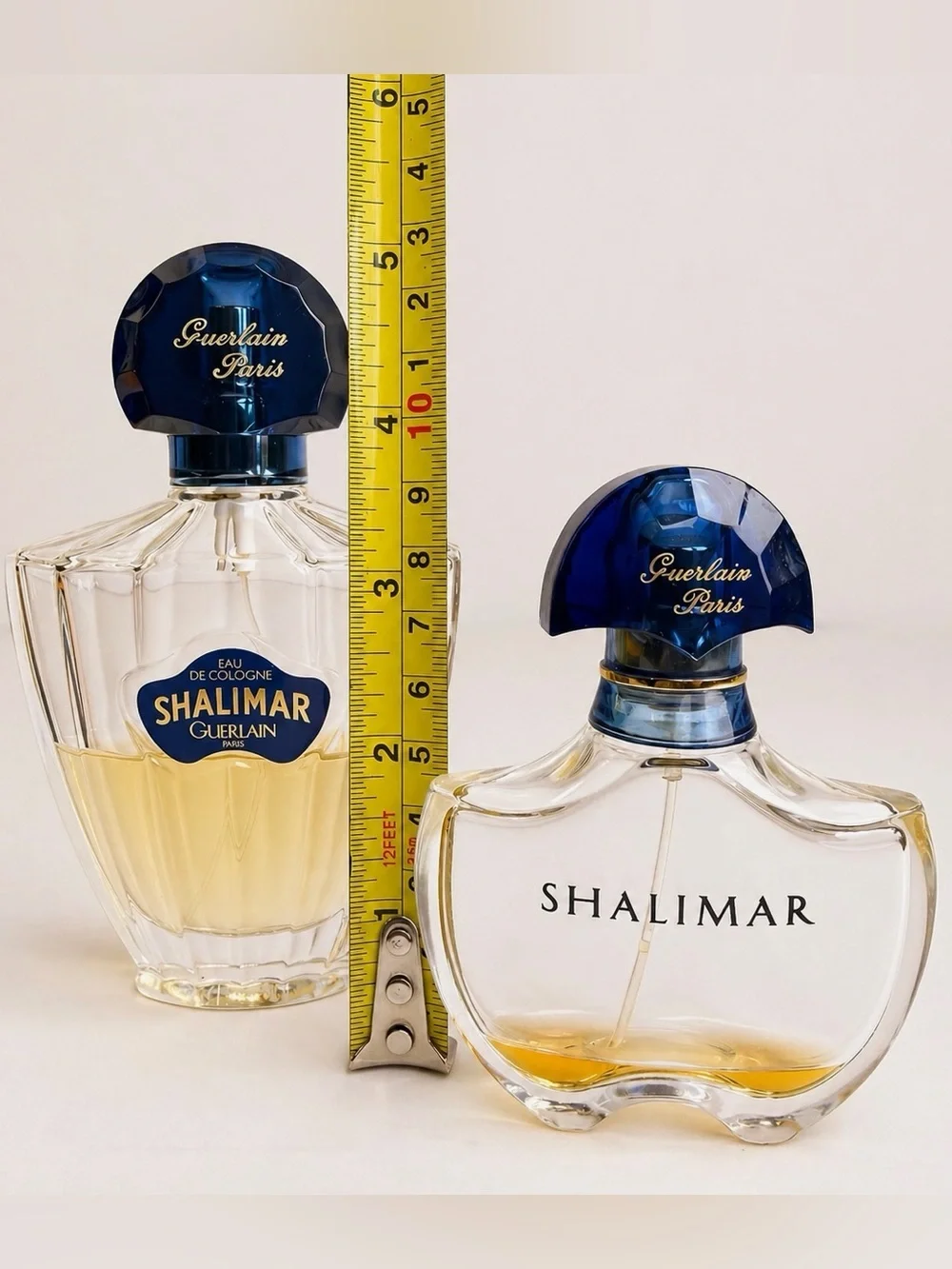 Vintage Guerlain Shalimar Bottle Set Spray w Blue Caps - Picture 8 of 8